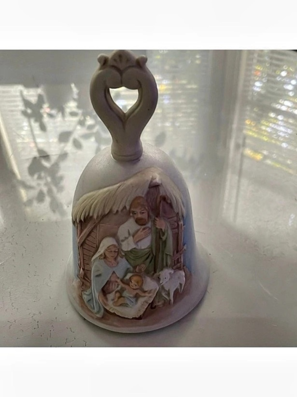 HOMCO Pink Nativity Scene Bell